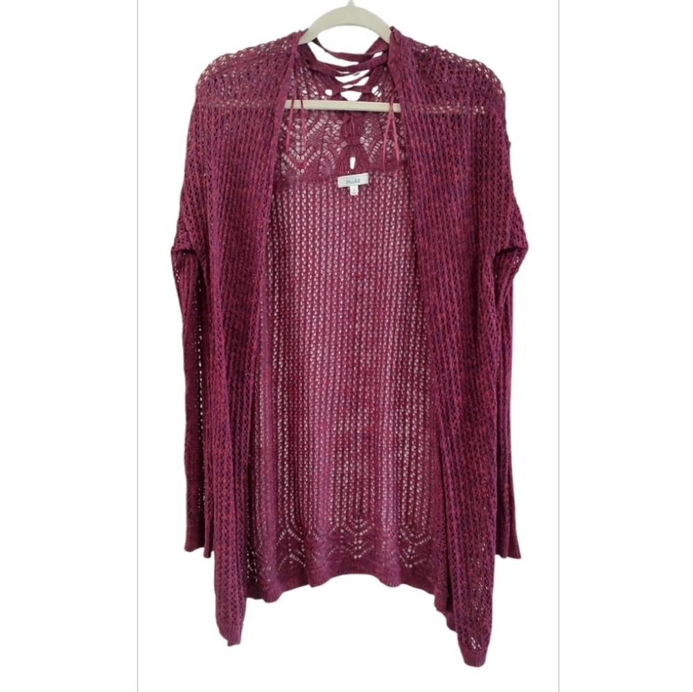 Mudd Burgundy Open Knit Cardigan Size M